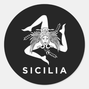 Pegatina Redonda Orgullo siciliano Sicilia Bandera siciliana Trinac