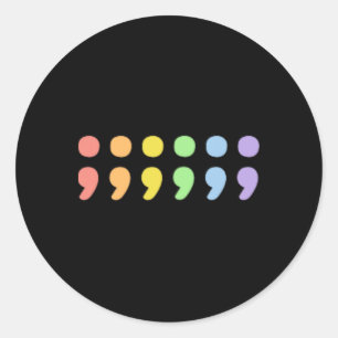 Pegatina Redonda Orgullo Sutil Semicolon Salud Mental Lgbtqia+ Lgbt