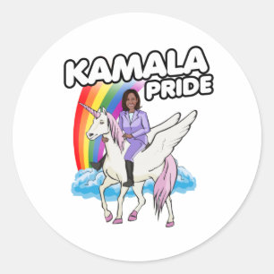 PEGATINA REDONDA ORGULLO UNICORN DE KAMALA HARRIS