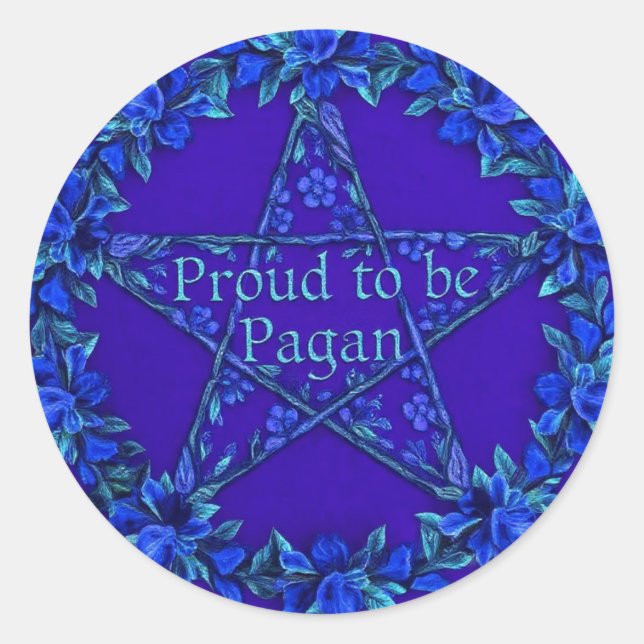 Pegatina Redonda OrgulloPaganAzul (Anverso)