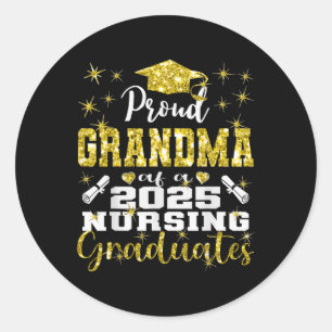 Pegatina Redonda Orgullosa Abuela Cl De Enfermera Graduada De 2025 