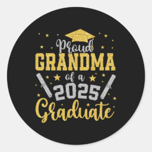 Pegatina Redonda Orgullosa Abuela De 2025 Graduada Senior Cl De 202