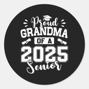 Pegatina Redonda Orgullosa Abuela De 2025 Senior Cl De 2025 Graduat
