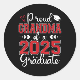 Pegatina Redonda Orgullosa Abuela De Graduación Graduada De 2025