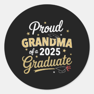 Pegatina Redonda Orgullosa Abuela De Graduación Graduada De 2025