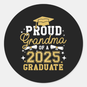 Pegatina Redonda Orgullosa Abuela De Graduación Graduada De 2025