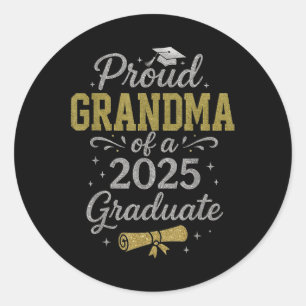 Pegatina Redonda Orgullosa Abuela De Graduación Superior De 2025