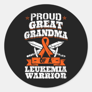 Pegatina Redonda Orgullosa Abuela De Guerrero De La Leucemia Awaren
