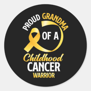 Pegatina Redonda Orgullosa Abuela De Guerrero Del Cáncer Infantil