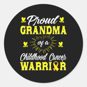 Pegatina Redonda Orgullosa Abuela De Guerrero Del Cáncer Infantil A