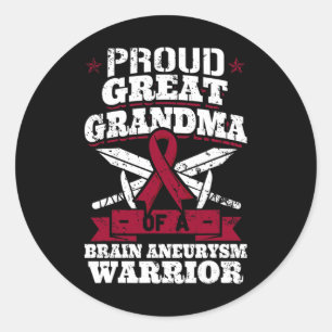 Pegatina Redonda Orgullosa Abuela De Guerrero Del Neuralismo Cerebr