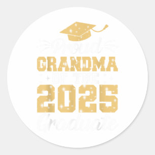 Pegatina Redonda Orgullosa Abuela De La Gran Graduación 2025