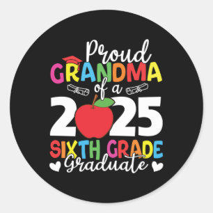 Pegatina Redonda Orgullosa Abuela De Sexto Graduado De 2025
