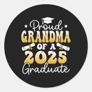 Pegatina Redonda Orgullosa Abuela De Un Grado Superior De Graduado