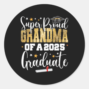 Pegatina Redonda Orgullosa Abuela De Un Grado Superior De Graduado