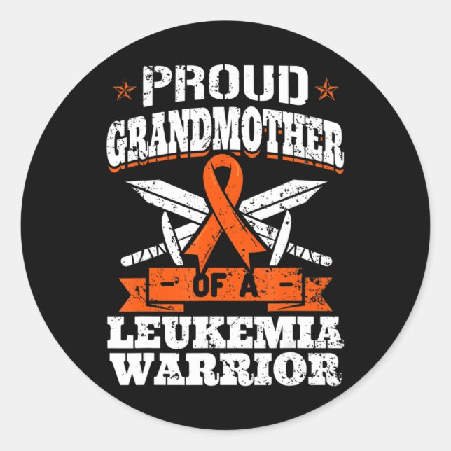 Pegatina Redonda Orgullosa Abuela De Una Conciencia De Guerrero De  (Anverso)