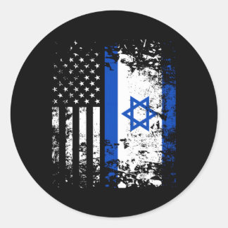 Pegatina Redonda Orgullosa Bandera Israelí De Ee.Uu. Orgullo Patrió