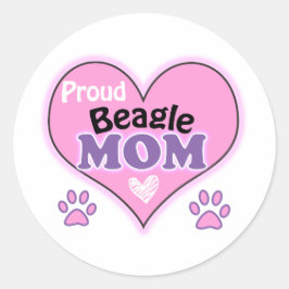 Pegatina Redonda Orgullosa Beagle Mom