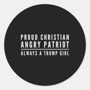 Pegatina Redonda Orgullosa chica cristiana Trump republicana conser