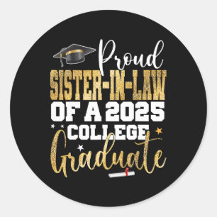 Pegatina Redonda Orgullosa cuñada Graduati College Graduati 2025