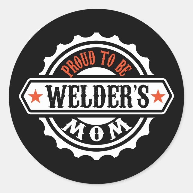 Pegatina Redonda Orgullosa de ser la madre de Welder (Anverso)