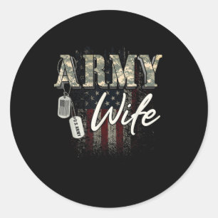 Pegatina Redonda Orgullosa esposa militar norteamericana regalo mil