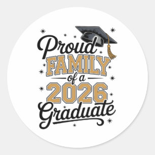 Pegatina Redonda Orgullosa Familia De Un Graduado De 2026 Graduació