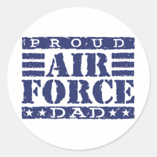 Pegatina Redonda Orgullosa Fuerza Aérea Papá