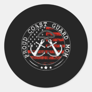 Pegatina Redonda Orgullosa Guardia Costera Mamá Ee. Madres Camisas 