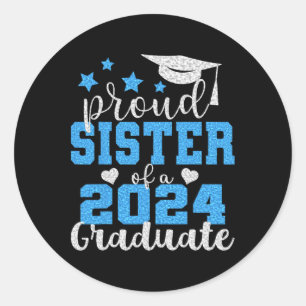 Pegatina Redonda Orgullosa Hermana De 2024 Graduada Impresionante C