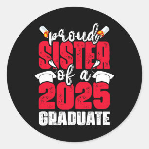 Pegatina Redonda Orgullosa Hermana De Un Grado Superior De Familia 
