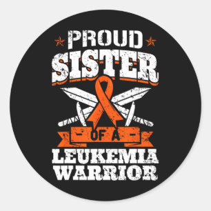 Pegatina Redonda Orgullosa Hermana De Un Guerrero De La Leucemia, S