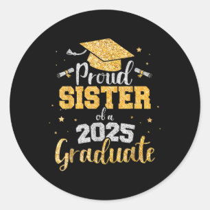 Pegatina Redonda Orgullosa Hermana De Una Graduación De Hermana Gra