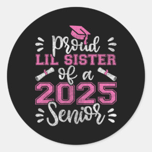 Pegatina Redonda Orgullosa Hermana Lil De Una Camisa Superior De 20