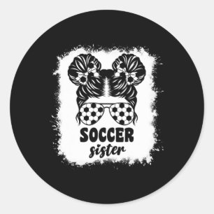 Pegatina Redonda Orgullosa Hermana Menor de Fútbol Para Por Niñas N