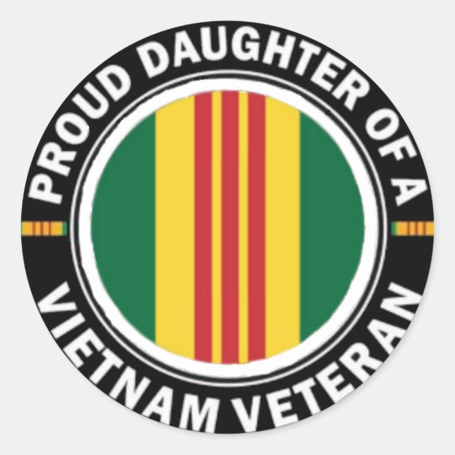 Pegatina Redonda Orgullosa hija de Pegatinas vietnamitas de veterin (Anverso)