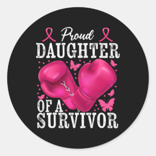 Pegatina Redonda Orgullosa Hija De Sobreviviente Cáncer De Mama Box