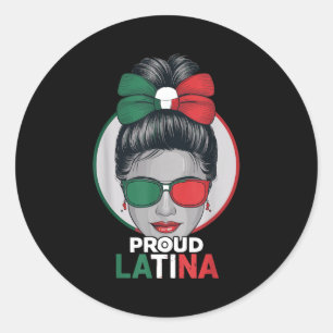 Pegatina Redonda Orgullosa latina mes de la herencia hispana méxico