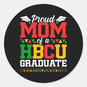 Pegatina Redonda Orgullosa licenciada en Hbcu, mamá afroamericana n