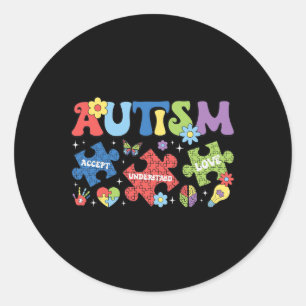 Pegatina Redonda Orgullosa Madre Autismo Conciencia Aceptación Colo