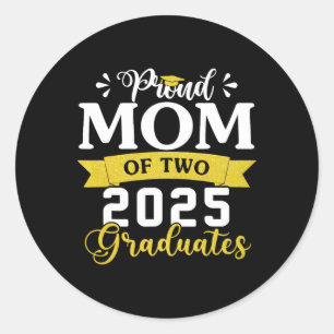 Pegatina Redonda Orgullosa Madre De Dos Gemelos De Graduación De 20