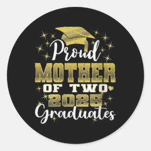 Pegatina Redonda Orgullosa Madre De Dos Graduados En 2025 Graduati