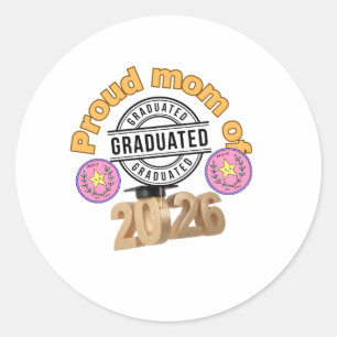 Pegatina Redonda Orgullosa Madre de Graduado 2026 – Celebración de 