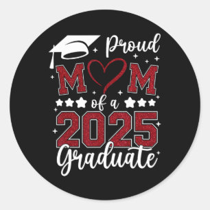 Pegatina Redonda Orgullosa Madre De La Familia De 2025 Graduados Ma