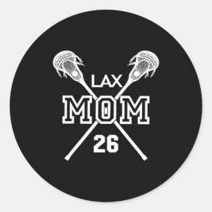Pegatina Redonda Orgullosa madre de lacrosse #26 jugador de lax núm