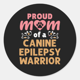 Pegatina Redonda Orgullosa madre de un canino guerrero de la epilep