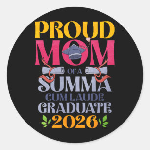 Pegatina Redonda Orgullosa Madre De Un Graduado Con Honores Summa C