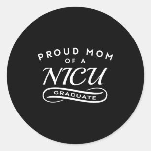 Pegatina Redonda Orgullosa madre de un graduado de nicu pies de beb