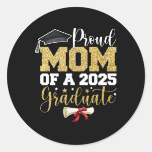 Pegatina Redonda Orgullosa Madre De Un Graduado Superior De Cl De 2