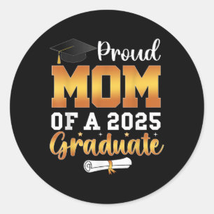 Pegatina Redonda Orgullosa Madre De Un Graduado Superior De Cl De 2